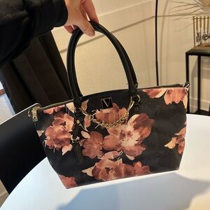 Y2K Victoria's Secret Black and Pink Floral Tote